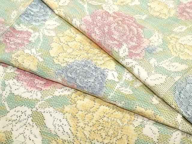 平和屋着物●上質な紬　薔薇　バラ　正絹　逸品　CAAZ0830vf