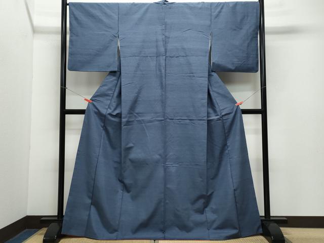 平和屋着物○上質な紬 色無地 青褐色 正絹 逸品 CAAZ0852vf 紬