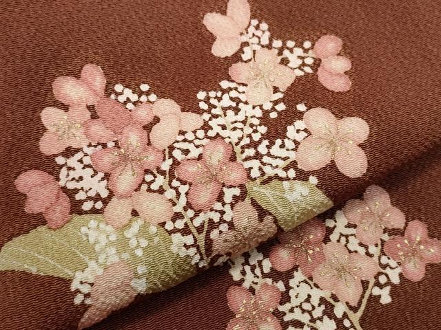 平和屋着物○訪問着 枝花文 金彩 鬼しぼ縮緬 正絹 逸品 未