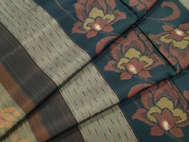 平和屋着物●上質な紬　更紗花唐草文　正絹　逸品　CAAZ0880vf