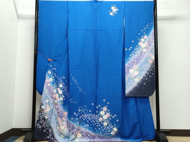 平和屋着物●豪華振袖　毬花文　暈し染め　銀通し地　正絹　逸品　CAAZ0885vf