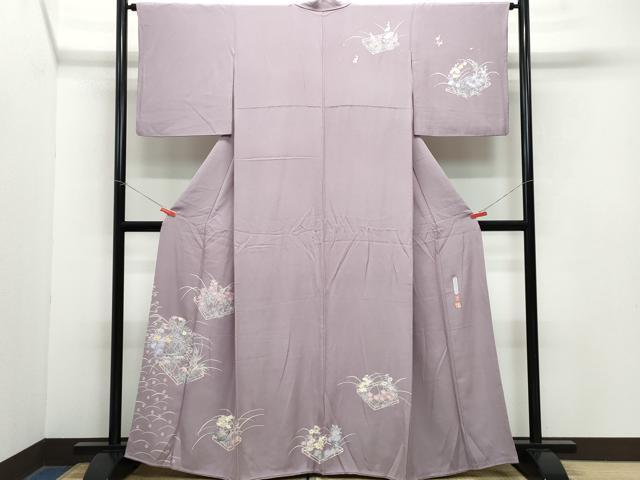 平和屋着物●本加賀友禅作家　白坂幸蔵　訪問着　垣根に草花　正絹　逸品　CAAZ0889vf