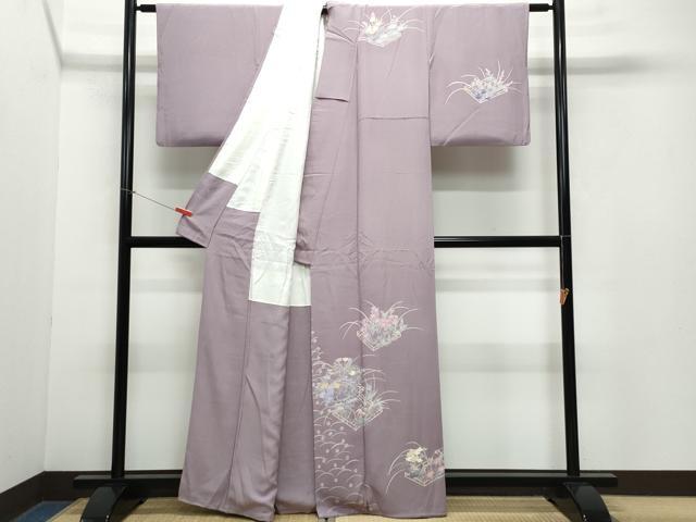 平和屋着物●本加賀友禅作家　白坂幸蔵　訪問着　垣根に草花　正絹　逸品　CAAZ0889vf 平和屋着物○本加賀友禅作家 白坂幸蔵 訪問着 垣根に草花 正絹