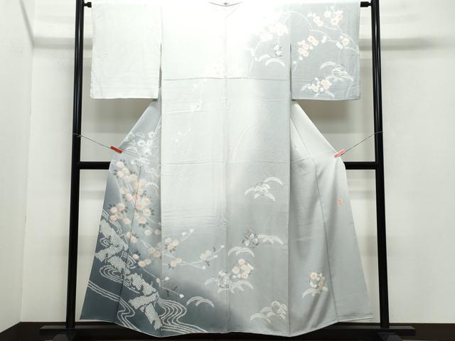 平和屋着物●十日町　名門　滝泰謹製　訪問着　絞り　草花文　金彩　正絹　逸品　CAAZ0891vf