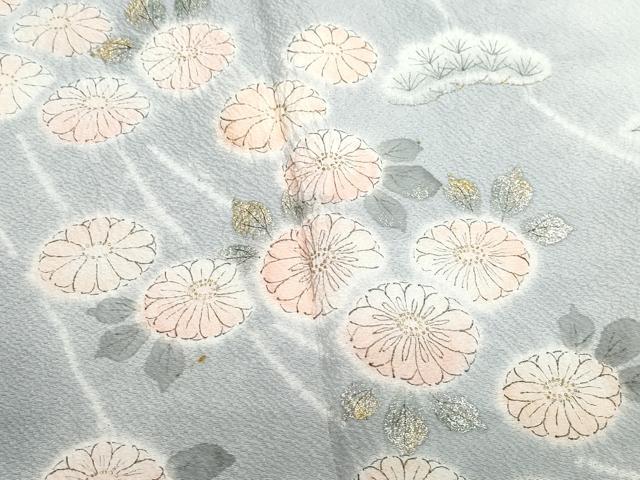 平和屋着物○十日町 名門 滝泰謹製 訪問着 絞り 草花文 金彩 正絹