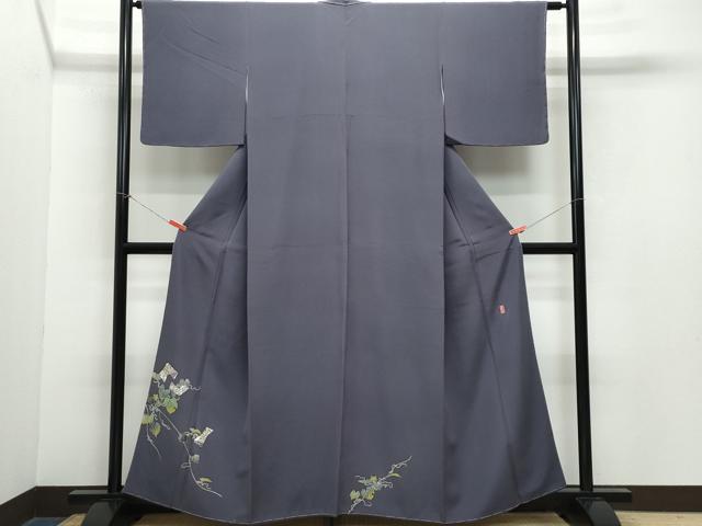 平和屋着物●本加賀友禅作家　柿本市郎　訪問着　蔦の葉短冊文　正絹　逸品　CAAZ0930vf