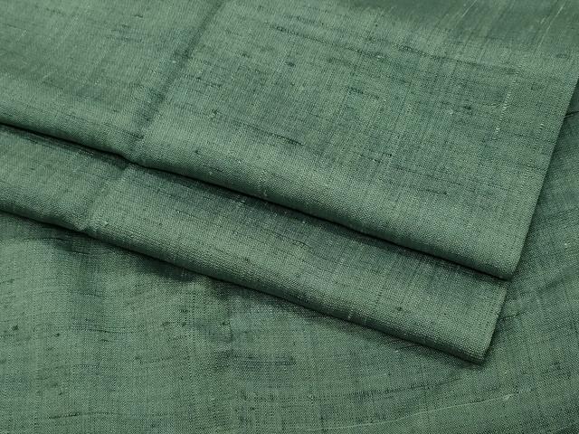 平和屋着物●結城紬　色無地　柳煤竹色　正絹　逸品　CAAZ0933vf