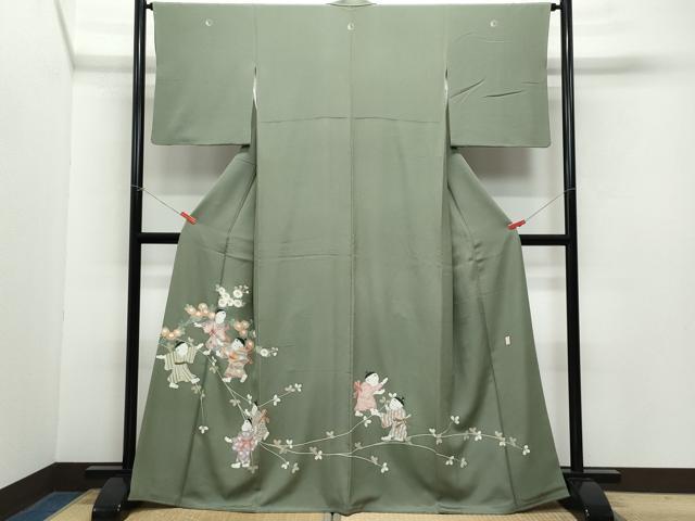 平和屋着物●豪華色留袖　作家物　童子遊び草花文　正絹　逸品　CAAZ0939vf