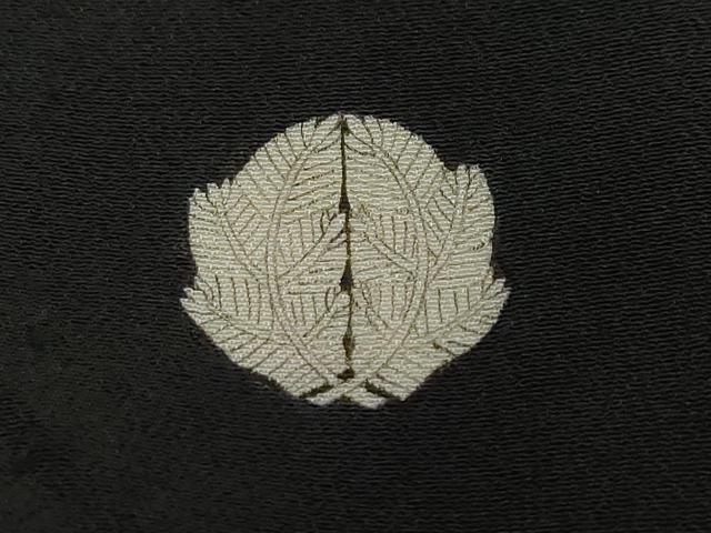 平和屋着物○アンティーク 大正ロマン 黒留袖 刺繍 貝桶飛鶴宝尽くし松文