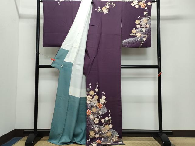 平和屋着物○皇室デザイナー 中村乃武夫 訪問着 駒刺繍 枝花文 金彩