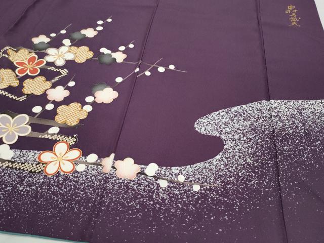 平和屋着物●皇室デザイナー　中村乃武夫　訪問着　駒刺繍　枝花文　金彩　ロング丈　正絹　逸品　CAAZ0950vf 平和屋着物○皇室デザイナー 中村乃武夫 訪問着 駒刺繍 枝花文 金彩