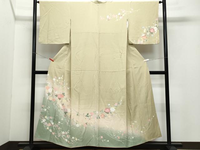 平和屋着物●訪問着　友禅　枝花文　暈し染め　正絹　逸品　CAAZ0960vf