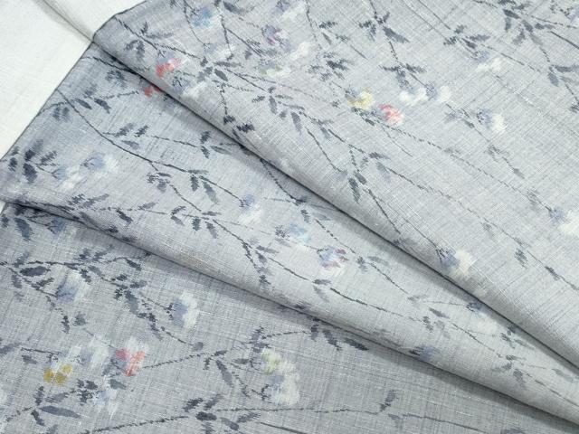 平和屋着物●小千谷紬　枝花文　正絹　逸品　CAAZ0997vf