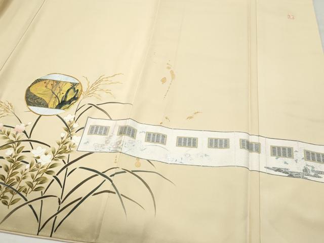 平和屋着物○豪華色留袖 作家物 駒刺繍 屏風鹿草花文 金彩