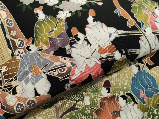 平和屋着物○豪華黒留袖 作家物 駒刺繍 御所車人物文 金彩 正絹