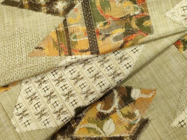 平和屋着物●上質な紬　菱吉祥唐草文　正絹　逸品　CAAZ1037vf