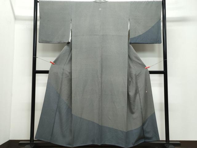 平和屋着物●訪問着　江戸小紋　褐返色×白橡色　藍鉄色×白梅鼠色　正絹　逸品　CAAZ1063vf