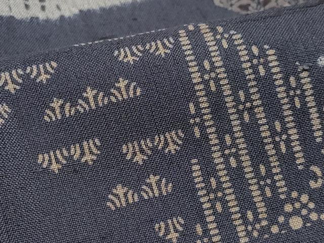 平和屋着物●上質な小紋　紬地　杢目絞り　吉祥更紗草花文　正絹　逸品　CAAZ1066vf 平和屋着物○上質な小紋 紬地 杢目絞り 吉祥更紗草花文