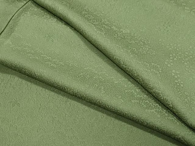 平和屋着物●上質な色無地　草花地紋　柳茶色　正絹　逸品　CAAZ1069vf