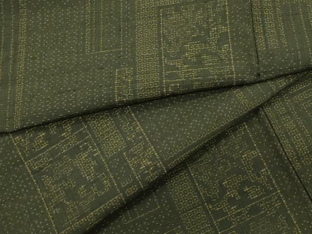 平和屋着物●結城紬　80亀甲　吉祥花文　やまと誂製　正絹　逸品　CAAZ1074vf