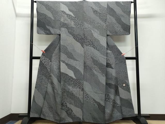 平和屋着物●江戸小紋　作家物　百柄　黒地　正絹　逸品　CAAZ1088vf