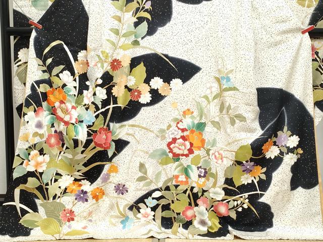 平和屋着物○豪華振袖・長襦袢セット 駒刺繍 草花文 金彩 伊勢丹扱い 正絹