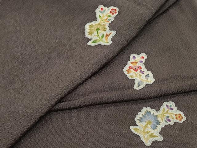 平和屋着物●上質な小紋　更紗草花文　金彩　鬼しぼ縮緬　正絹　逸品　CAAZ1126vf