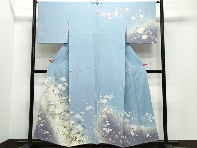 平和屋着物●訪問着　友禅　枝花文　暈し染め　正絹　逸品　CAAZ1132vf