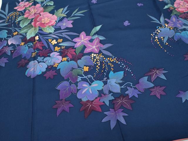 平和屋着物○中嶋まさひろ 蝋彩染作家 訪問着 手描き 草花文 正絹