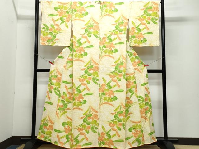 平和屋着物●上質な小紋　草花文　正絹　逸品　CAAZ1141vf 平和屋着物○上質な小紋 草花文 正絹 逸品 CAAZ1141vf