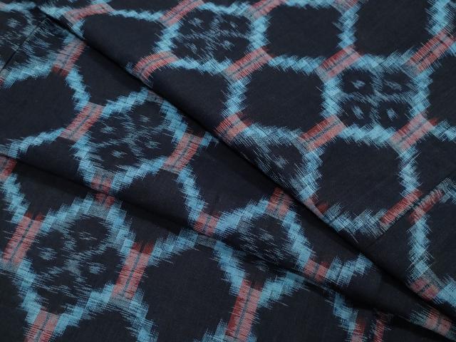 平和屋着物●久留米絣　単衣　蜀江花文　綿　逸品　CAAZ1158vf