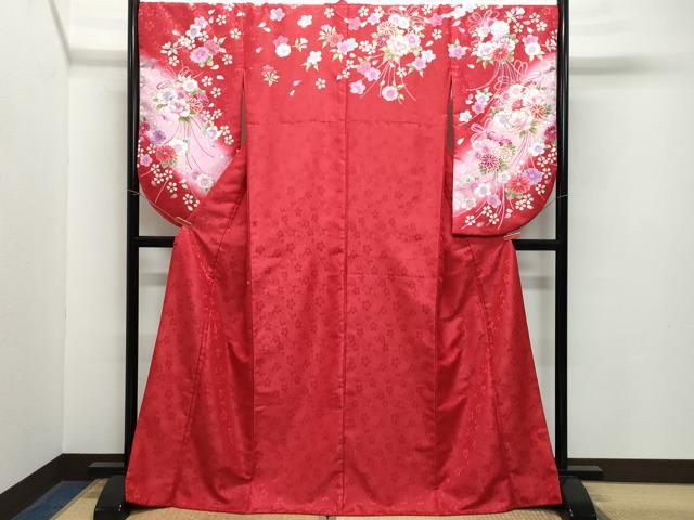 平和屋着物●小振袖　二尺袖　草花文　金彩　洗える着物　CAAZ1174vf