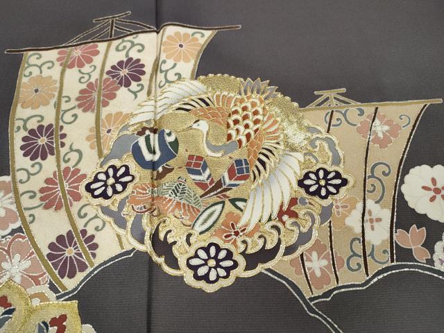 平和屋着物○豪華色留袖 作家物 駒刺繍 宝尽くし飛鶴花文