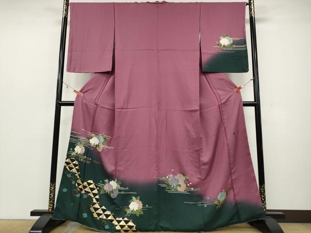 平和屋着物●友禅作家　城戸壇上　訪問着　舞花文　暈し染め　金彩　正絹　逸品　未使用　CAAZ2428ut