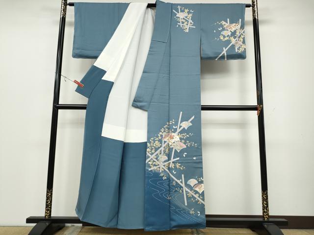 平和屋着物○訪問着 竹垣花蝶文 暈し染め 金彩 正絹 逸品