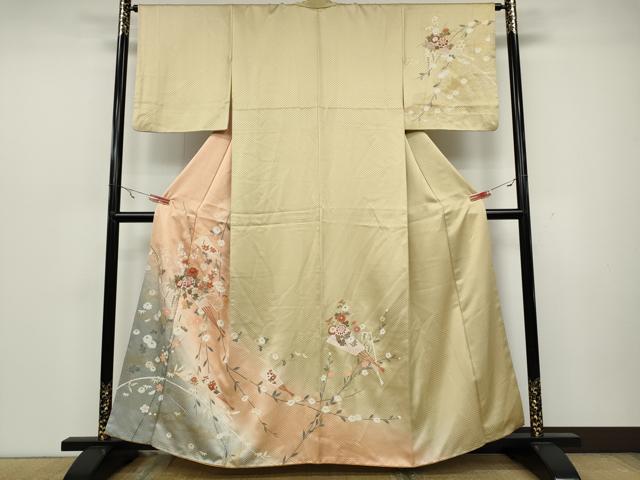 平和屋着物●訪問着　扇枝花文　暈し染め　金彩　正絹　逸品　CAAZ2458ut