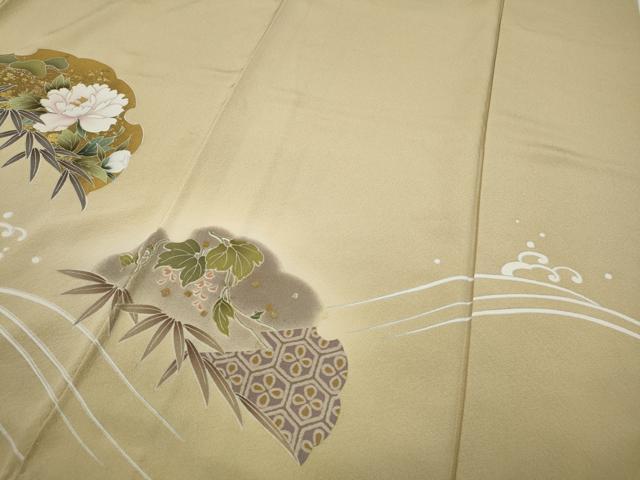 平和屋着物○豪華色留袖 駒刺繍 雪芝草花文 金彩 正絹 逸品