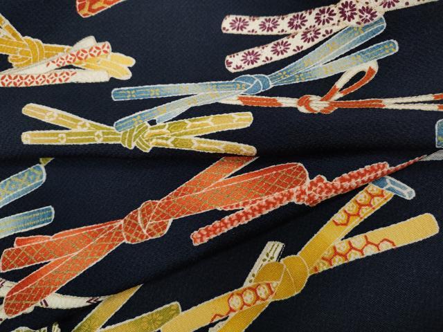 平和屋着物●上質な小紋　結び紐文　金彩　鬼しぼ縮緬　正絹　逸品　CAAZ2555ut
