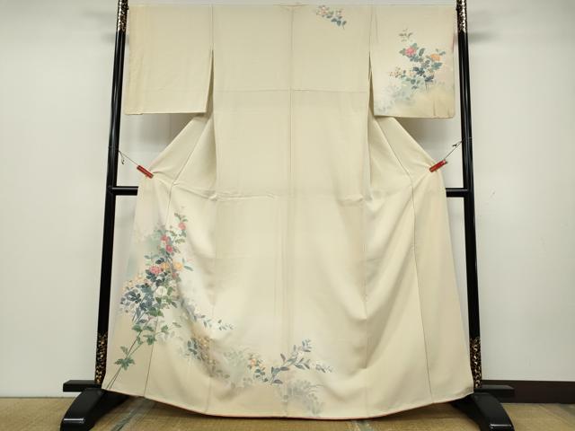 平和屋着物●訪問着　友禅　草花文　正絹　逸品　CAAZ2588ut