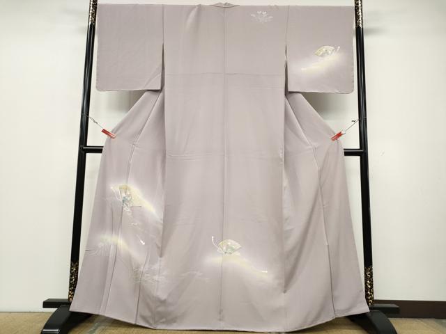 平和屋着物●訪問着　友禅　檜扇薄鈴虫花文　暈し染め　正絹　逸品　未使用　CAAZ2590ut