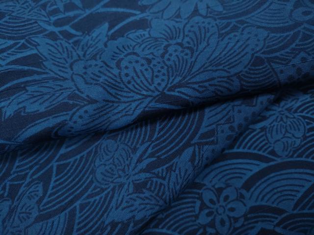 平和屋着物●上質な小紋　紬地　型染め　青海波地紙花文　正絹　逸品　CAAZ2621ut