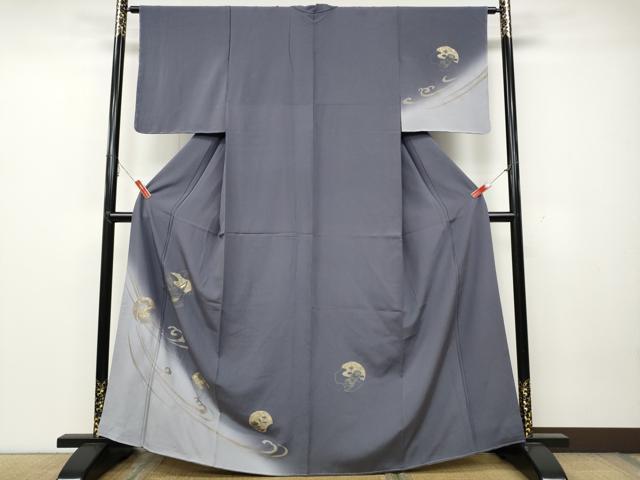 平和屋着物●訪問着　竹屋町刺繍　立波飛鶴草花文　暈し染め　金彩　正絹　逸品　未使用　CAAZ2628ut