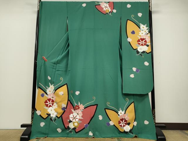 平和屋着物●豪華振袖　舞蝶花文　金彩　正絹　逸品　CAAZ2639ut