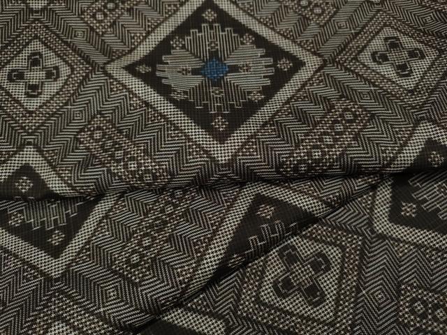 平和屋着物●本場大島紬　龍郷絣　菱花文　正絹　逸品　CAAZ2647ut