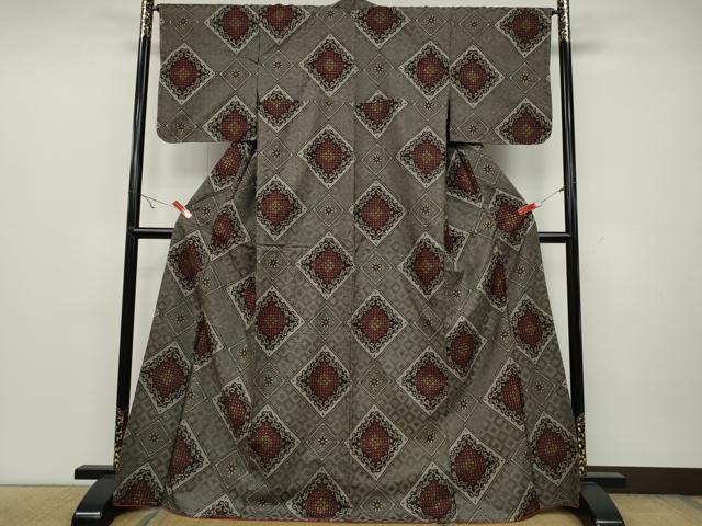 平和屋着物○本場大島紬 龍郷絣 菱花文 正絹 逸品 未使用 CAAZ2648ut