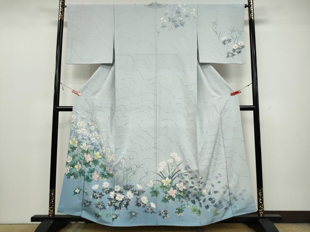 平和屋着物●本加賀友禅作家　日本工芸会正会員　毎田健治　訪問着　草花文　暈し染め　正絹　逸品　CAAZ2663ut