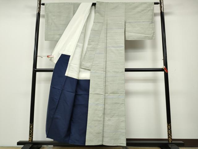 平和屋着物●本塩沢　110亀甲　横段文　正絹　逸品　CAAZ2677ut