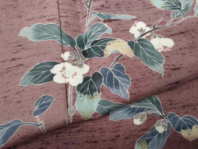 平和屋着物○訪問着 友禅 作家物 白山紬 枝花文 正絹 逸品