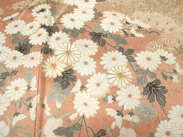 平和屋着物●訪問着　駒刺繍　草花文　暈し染め　金彩　正絹　逸品　CAAZ2687ut 平和屋着物○訪問着 駒刺繍 草花文 暈し染め 金彩 正絹 逸品