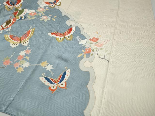 平和屋着物●訪問着　駒刺繍　雪輪舞蝶文　金彩　正絹　逸品　CAAZ2723ut 平和屋着物○訪問着 駒刺繍 雪輪舞蝶文 金彩 正絹 逸品 CAAZ2723ut